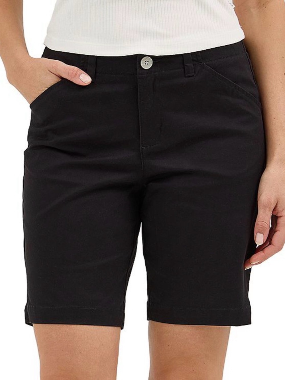 NWOT Lee Mid-Rise Chino Bermuda Shorts in Black with 4 Pockets